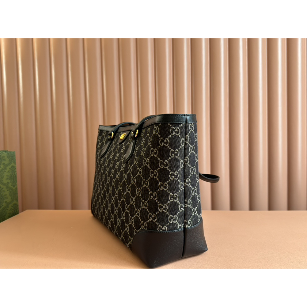 Bolsa Gucci Tote Ophidia Denim Preta 38x28x14cm