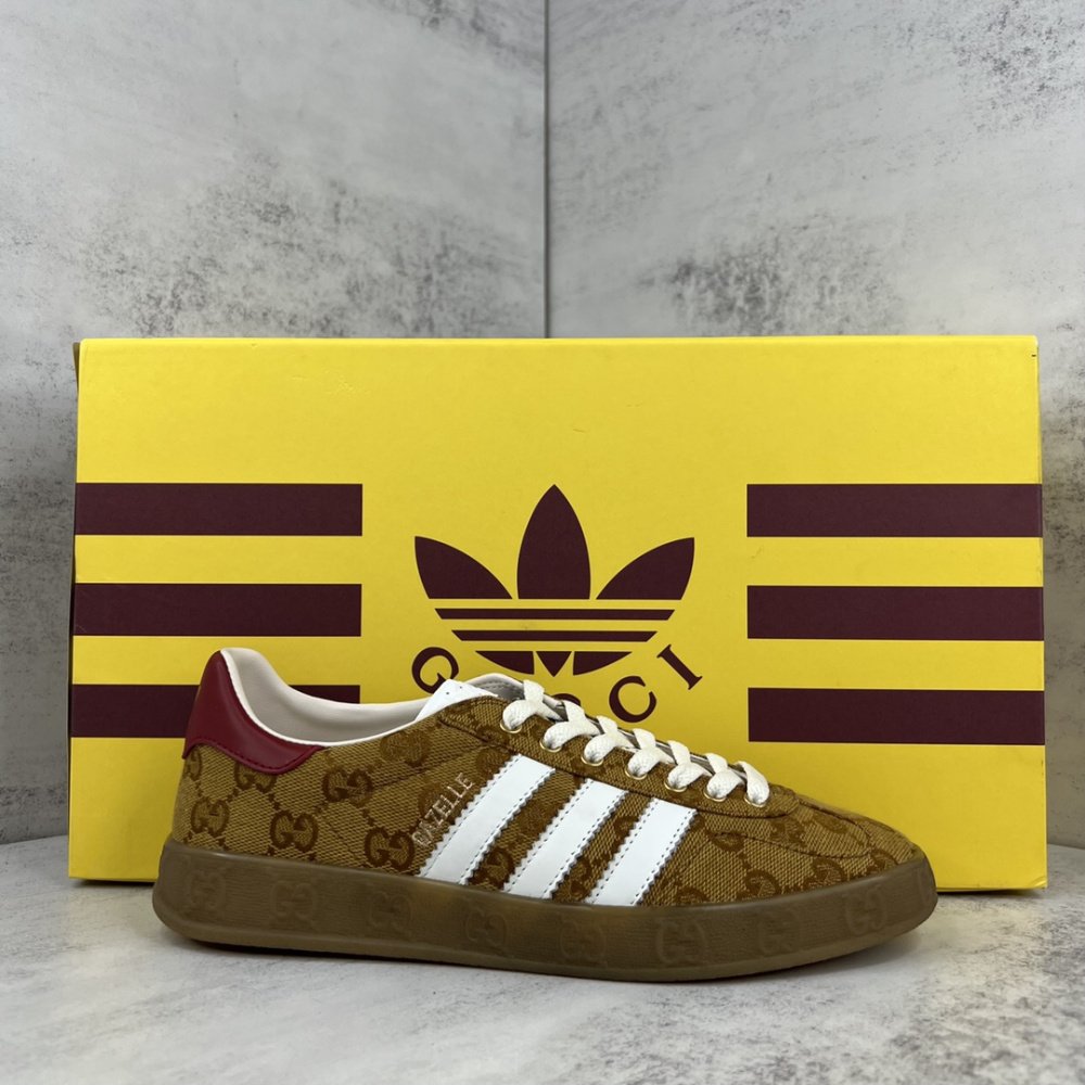 Tênis Gucci x Adidas Gazelle Amarelo/Vermelho GG Tradicional