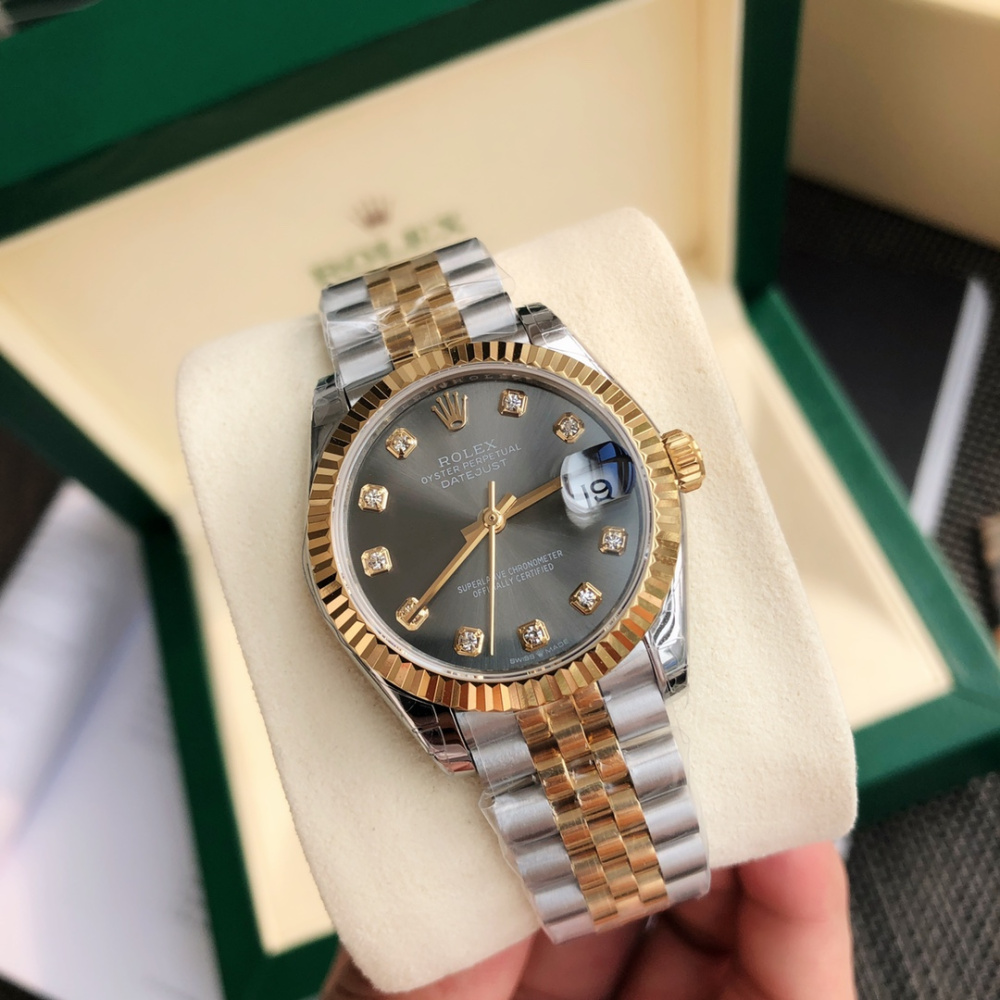Rolex Datejust Prata/Dourado/Preto
