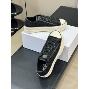 Tênis Valentino Garavani Toile Iconographe Totaloop Low-Top Preto