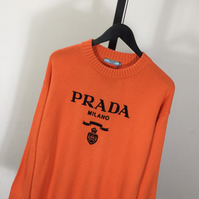 Moletom Prada com Logotipo Bordado Laranja
