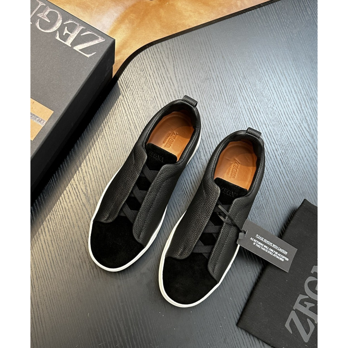 Zegna Triple Stitch em Tecido Preto