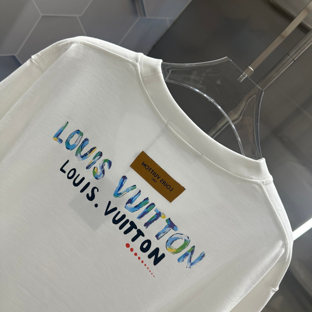 Camiseta de Algodão Louis Vuitton Logo estampado Multicolor