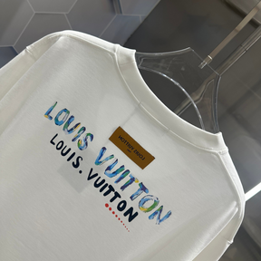 Camiseta de Algodão Louis Vuitton Logo estampado Multicolor