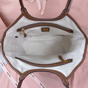 Bolsa MiuMiu Tote Ivy Canvas/Couro