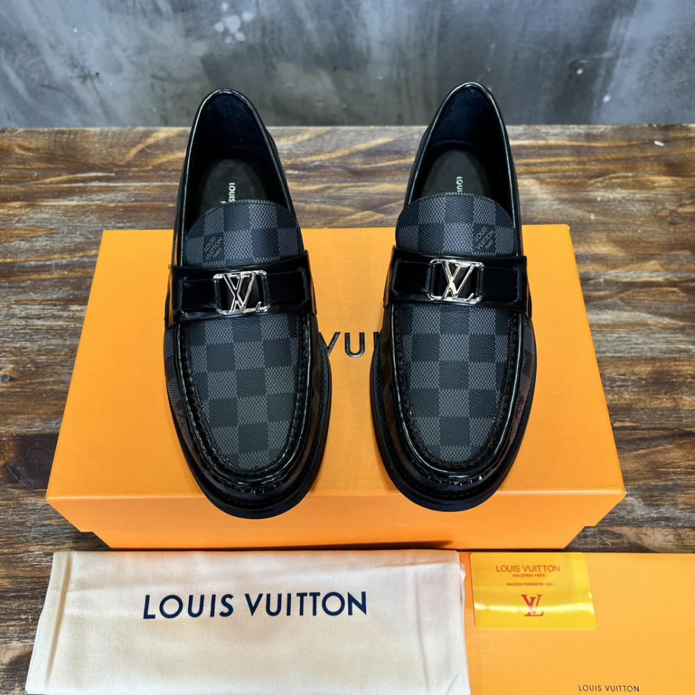 Louis Vuitton Loafer Major Couro Canvas Damier Graphite