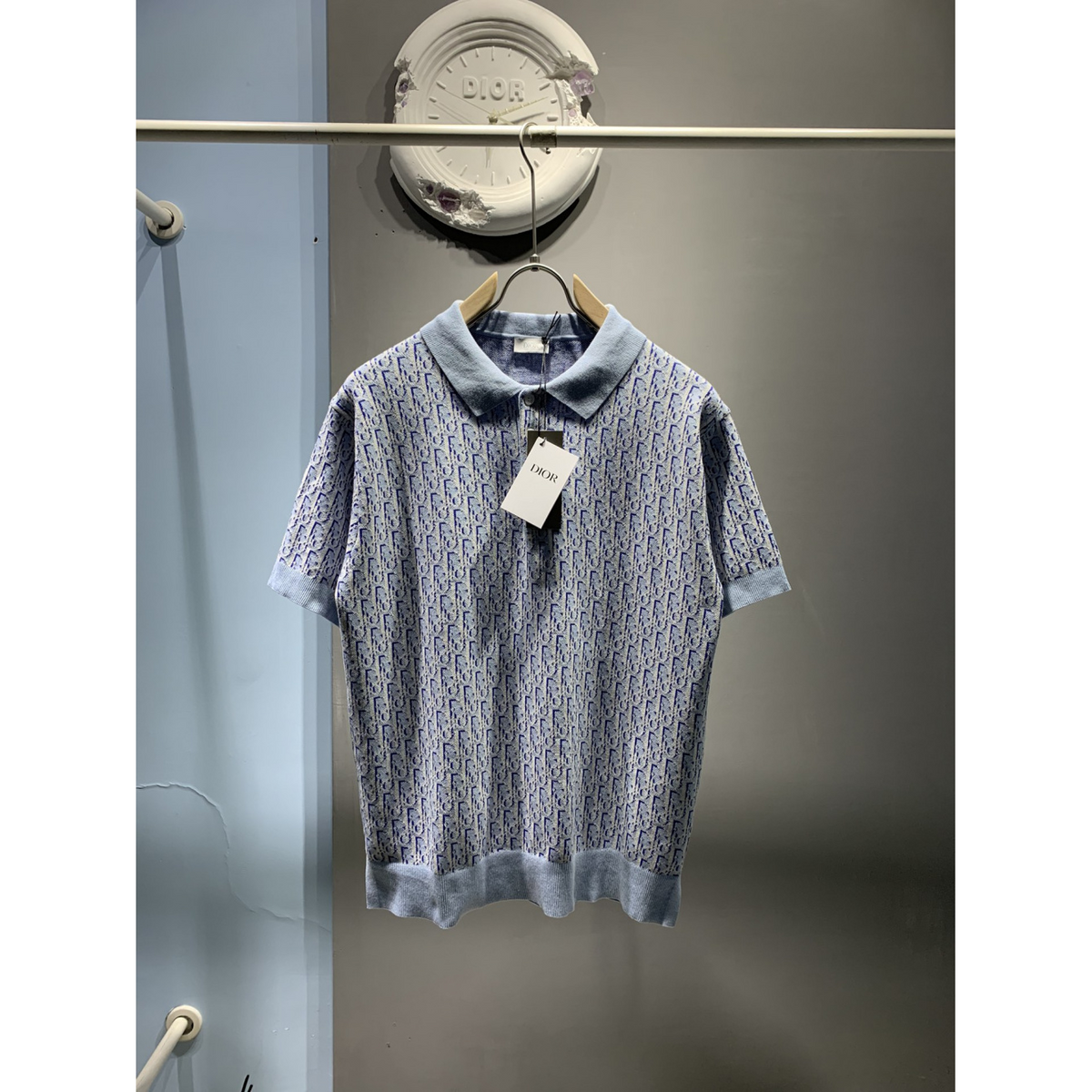Camisa Polo de Algodão Oblique Azul