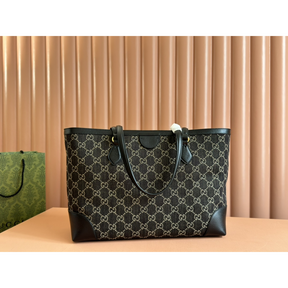 Bolsa Gucci Tote Ophidia Denim Preta 38x28x14cm