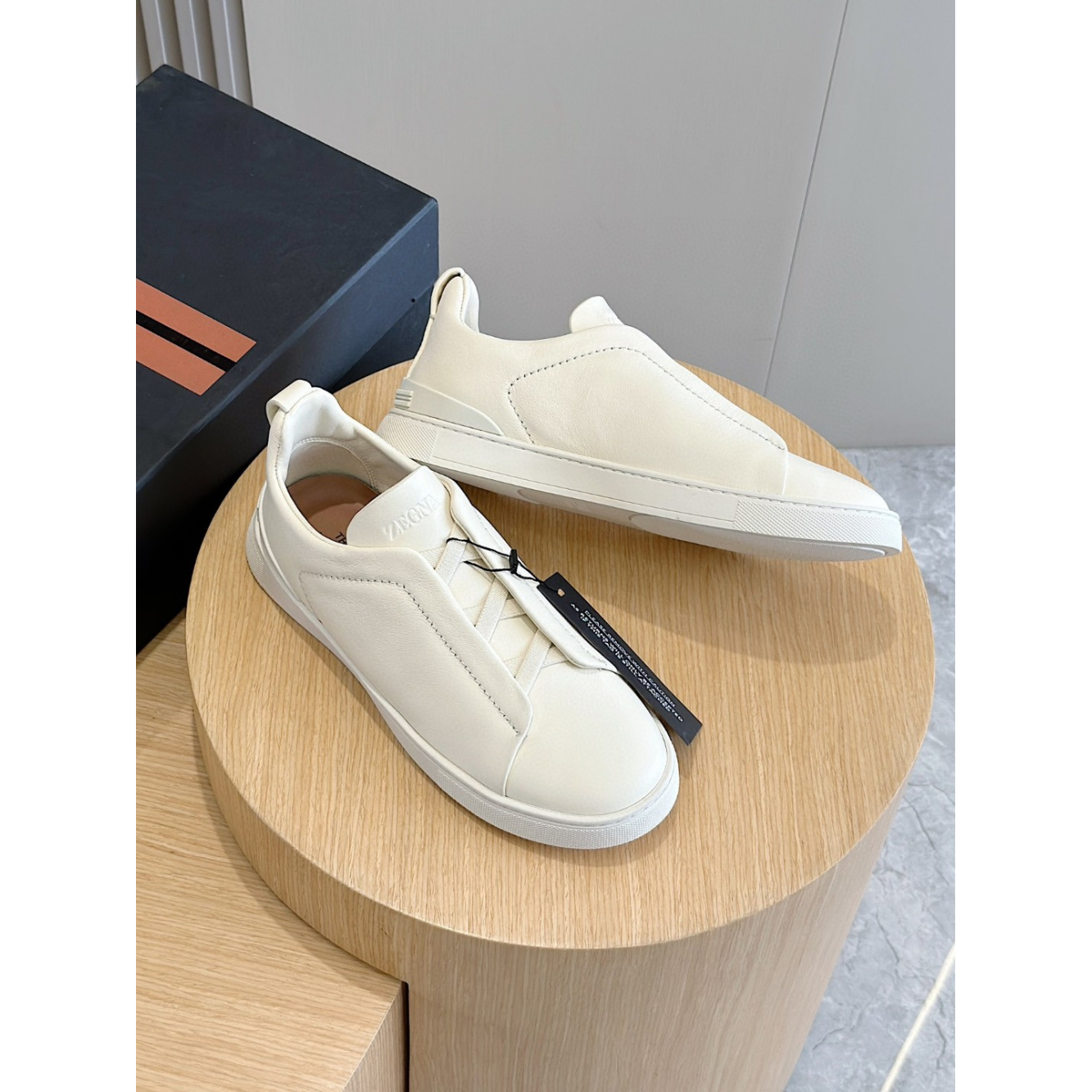 Zegna Triple Stitch Secondskin Couro Branco