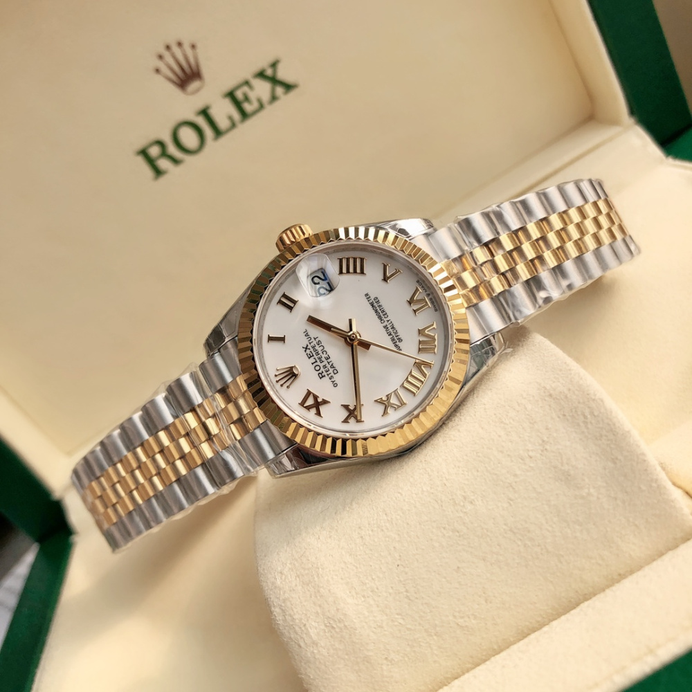 Rolex Datejust Prata/Dourado/Branco