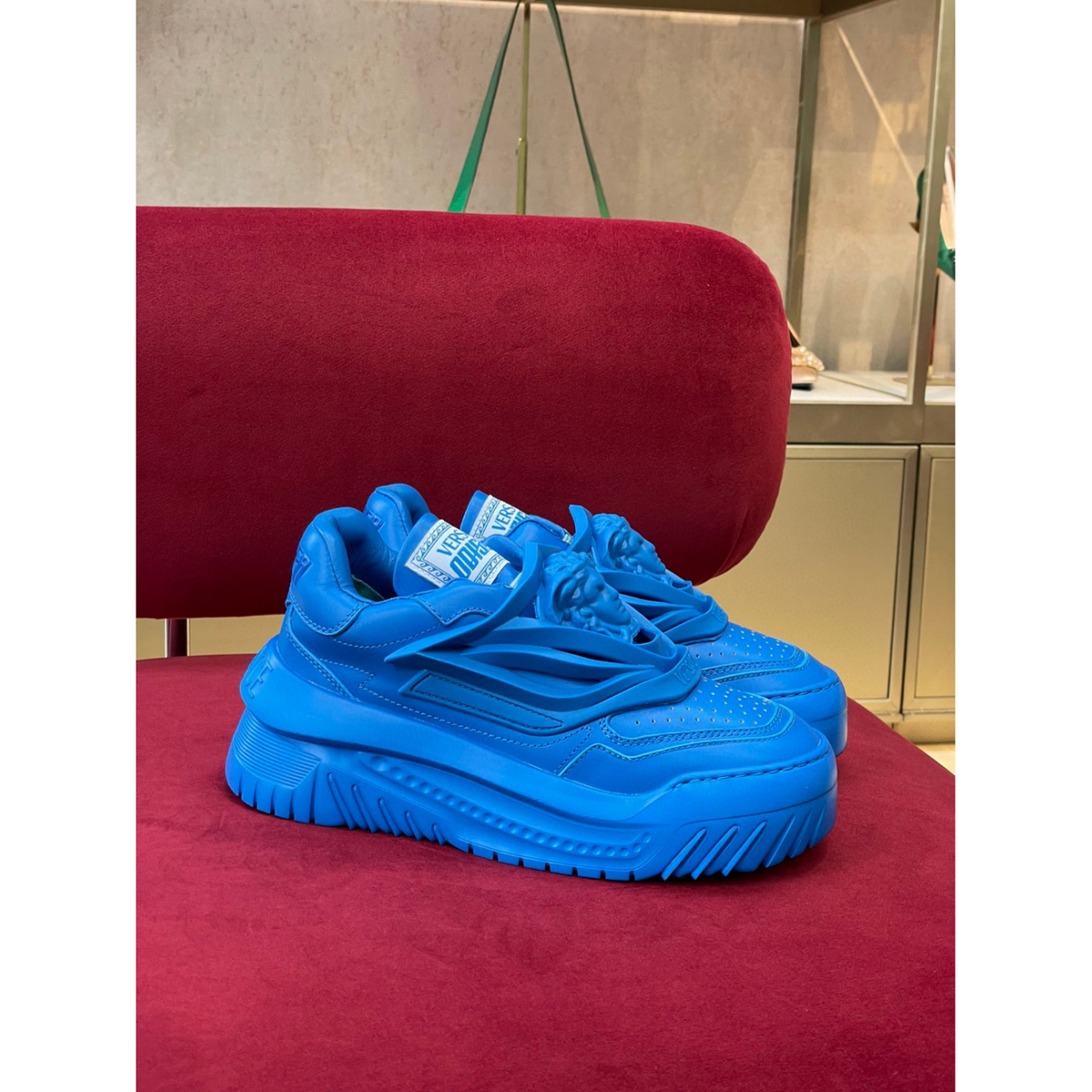 Tênis Versace Cano Baixo Odissea Azul