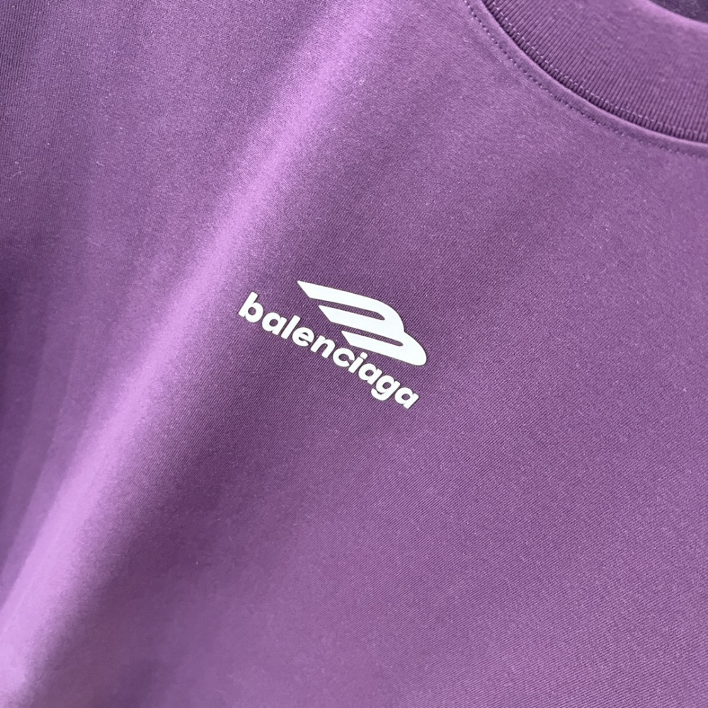 Camiseta de Algodão Balenciaga com Logo estampado Roxo