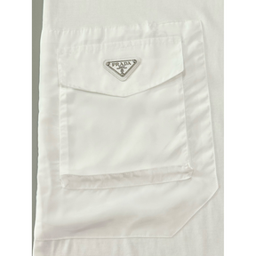 Camisa Prada em algodão com Bolso Lateral em Nylon Branca