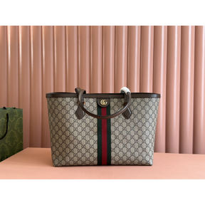Bolsa Gucci Tote Ophidia GG Marrom 38x28x14cm