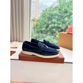 Summer Charms Walk Loro Piana Loafer Camurça Azul Marinho