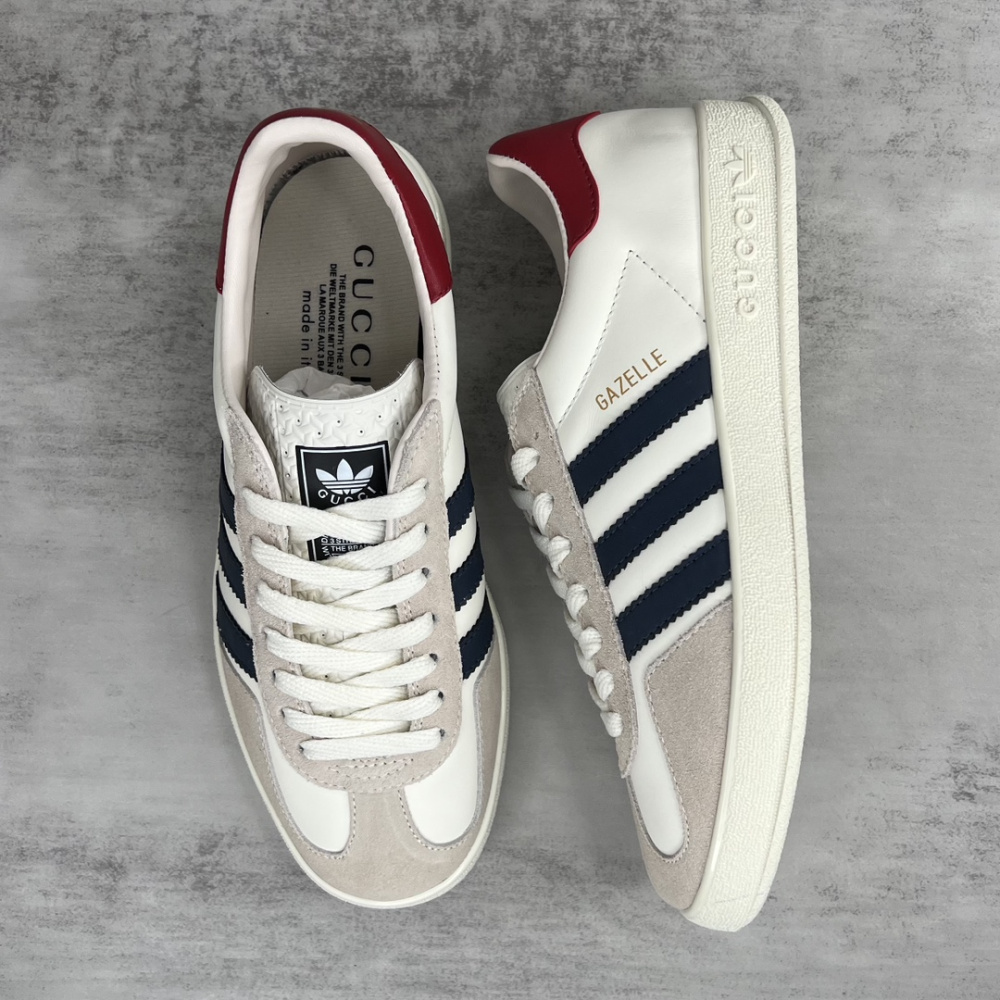 Tênis Gucci x Adidas Gazelle Branco/Preto/Vermelho