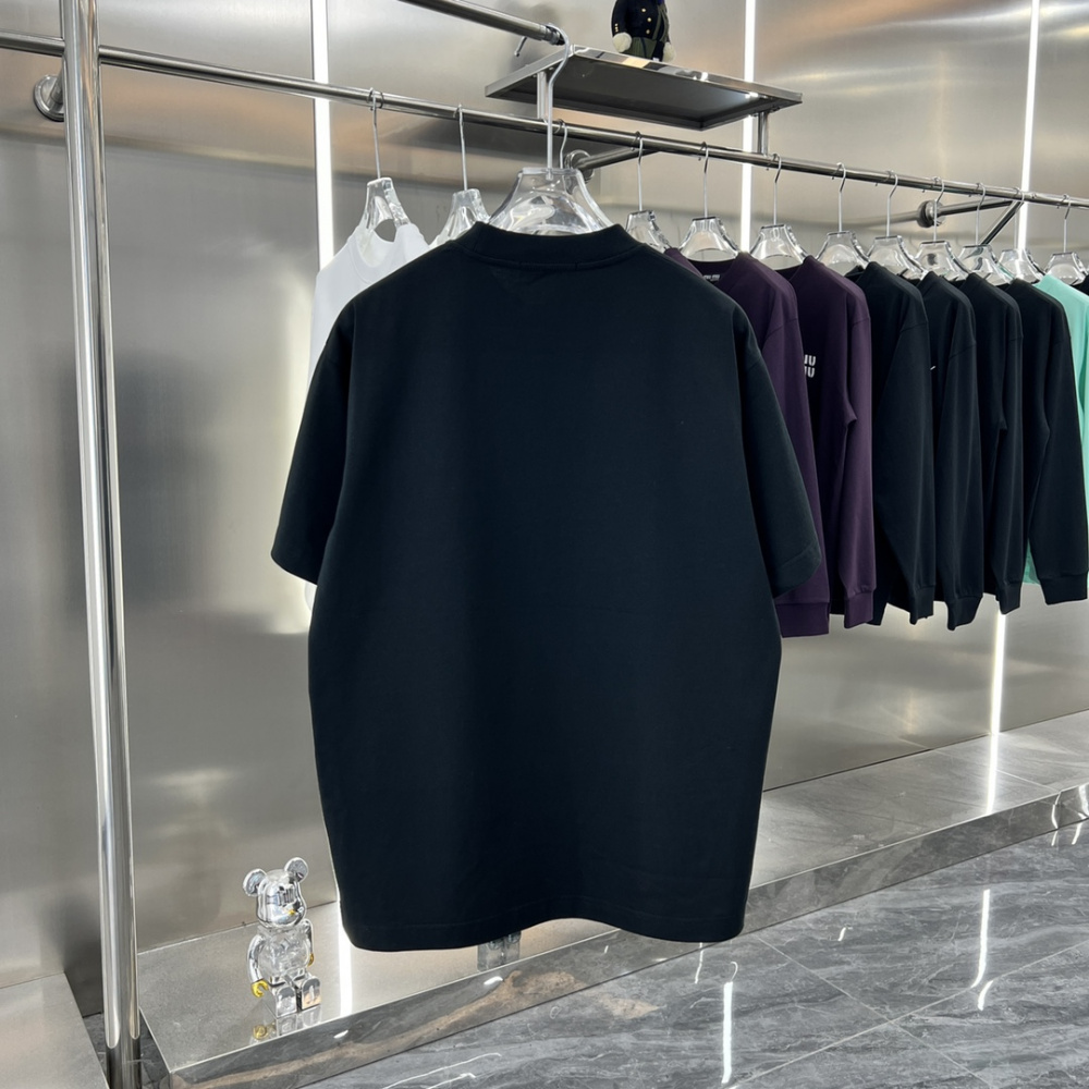 Camiseta de Algodão Balenciaga com Logo estampado Preto