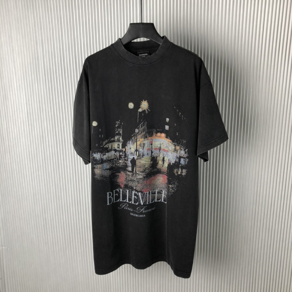 Camiseta de Algodão Balenciaga Oversize Belleville Preta
