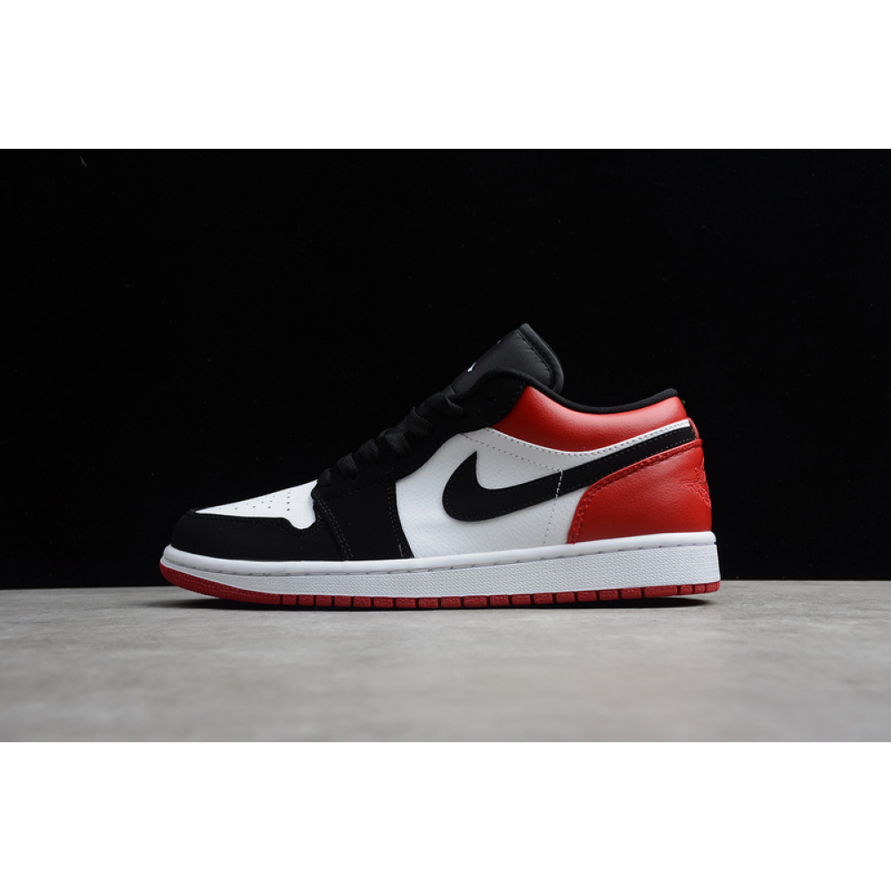 AIR JORDAN 1 LOW BLACK TOE WHITE/BLACK-GYM RED