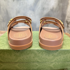 Sandália Gucci Double G-plaque em Raffia Bege