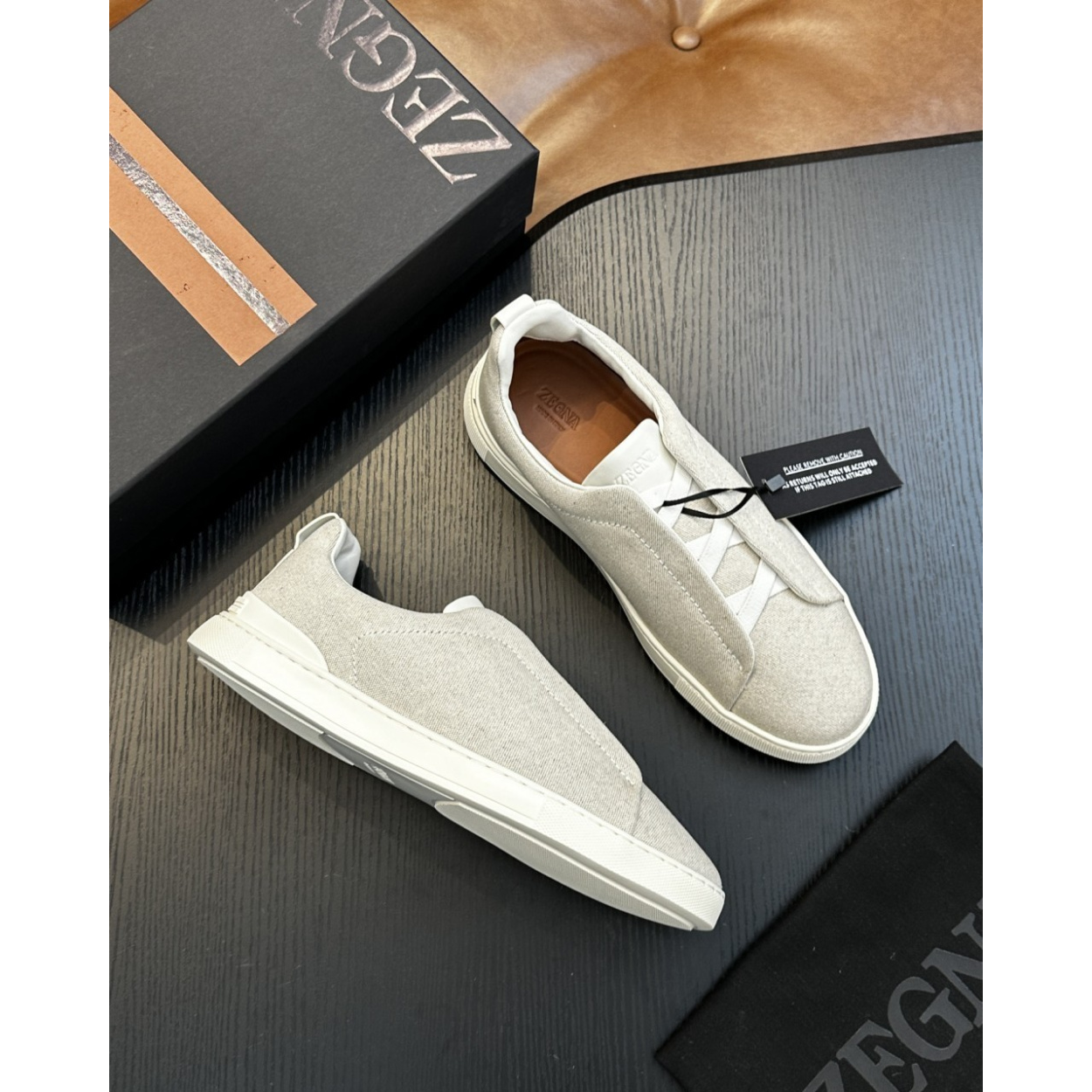 Zegna Triple Stitch em Tecido Branco