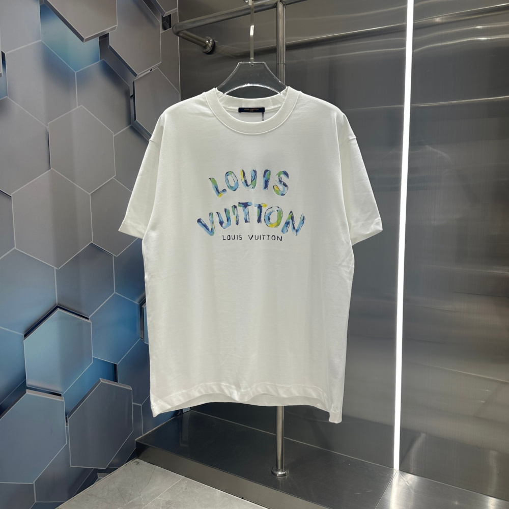 Camiseta de Algodão Louis Vuitton Logo estampado Multicolor