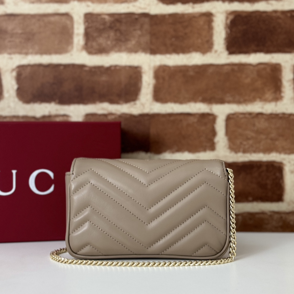 Bolsa Gucci GG Marmont Couro Taupe Super Mini/Média/Grande