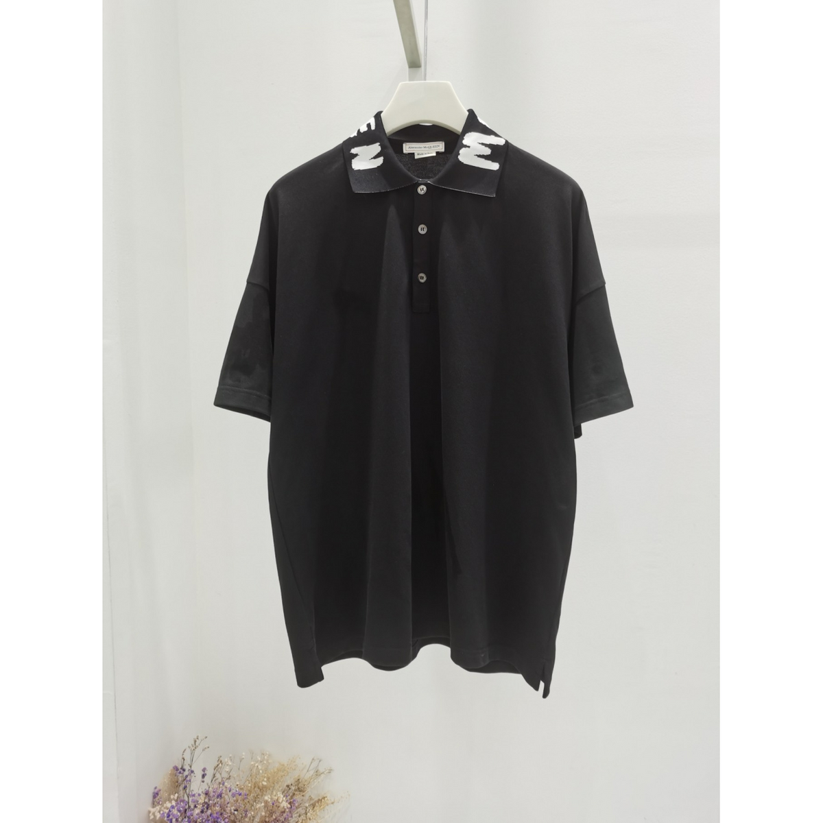 Camisa Polo de Algodão Alexander McQueen Preta