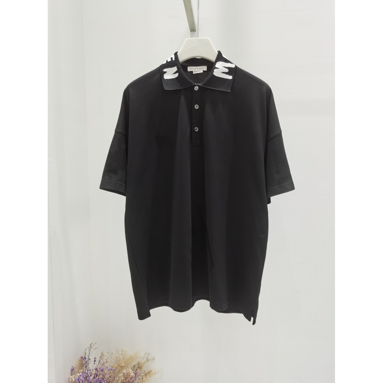 Camisa Polo de Algodão Alexander McQueen Preta