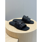 Sandália Hermès Gabriel em Couro Preto