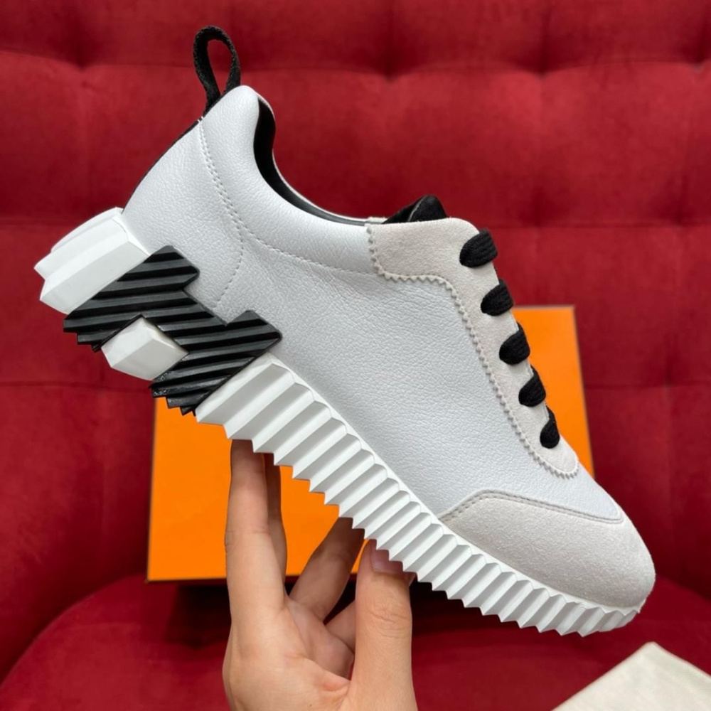 Tênis Hermès Bouncing Couro Branco/Preto