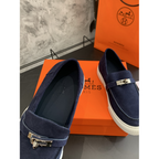 Tênis Hermès Slip-On Game em Camurça Azul Marinho