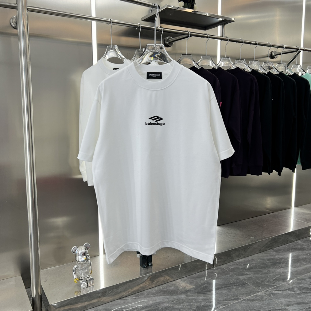 Camiseta de Algodão Balenciaga com Logo estampado Branca