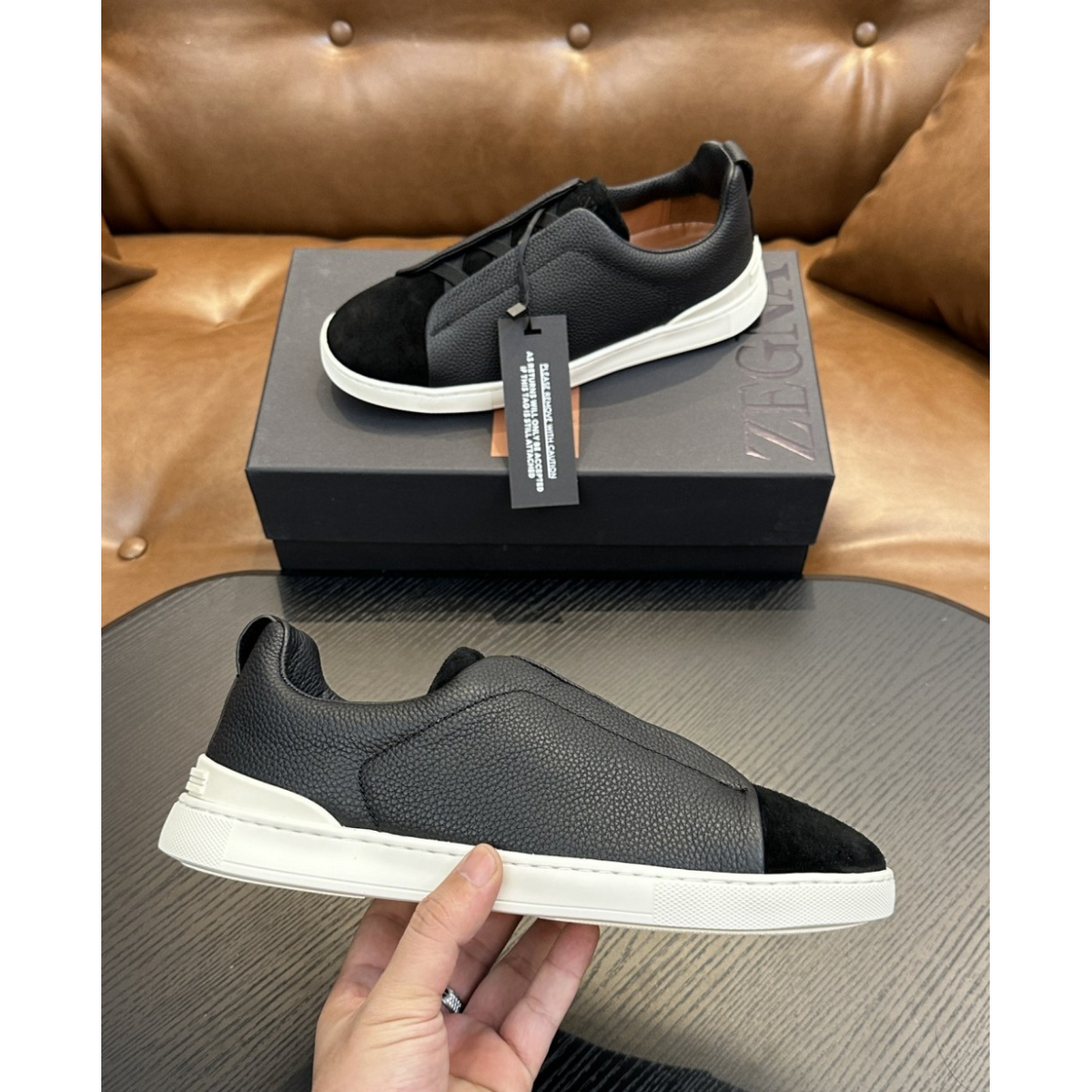 Zegna Triple Stitch em Tecido Preto