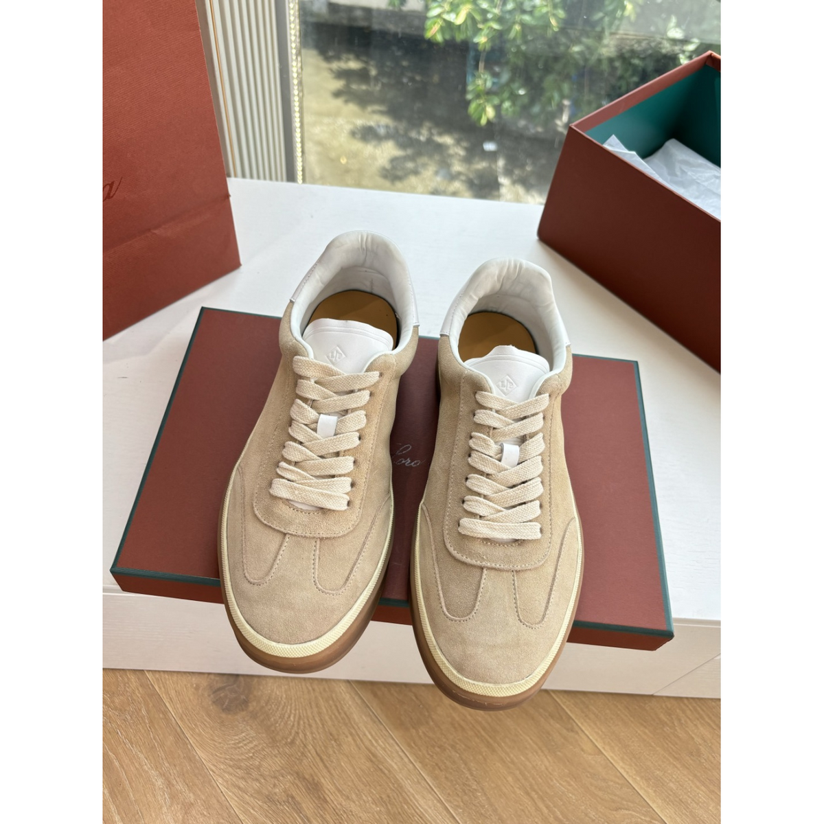 Loro Piana Tênis Walk Bege Camurça