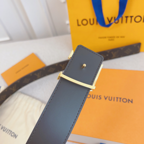 Cinto Louis Vuitton Initiales Monogram Marrom Reversível ferragem Dourada 4.0cm