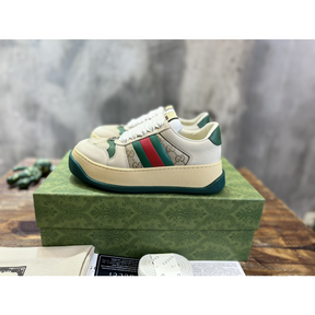 Tênis Gucci Screener With Web Couro Bege
