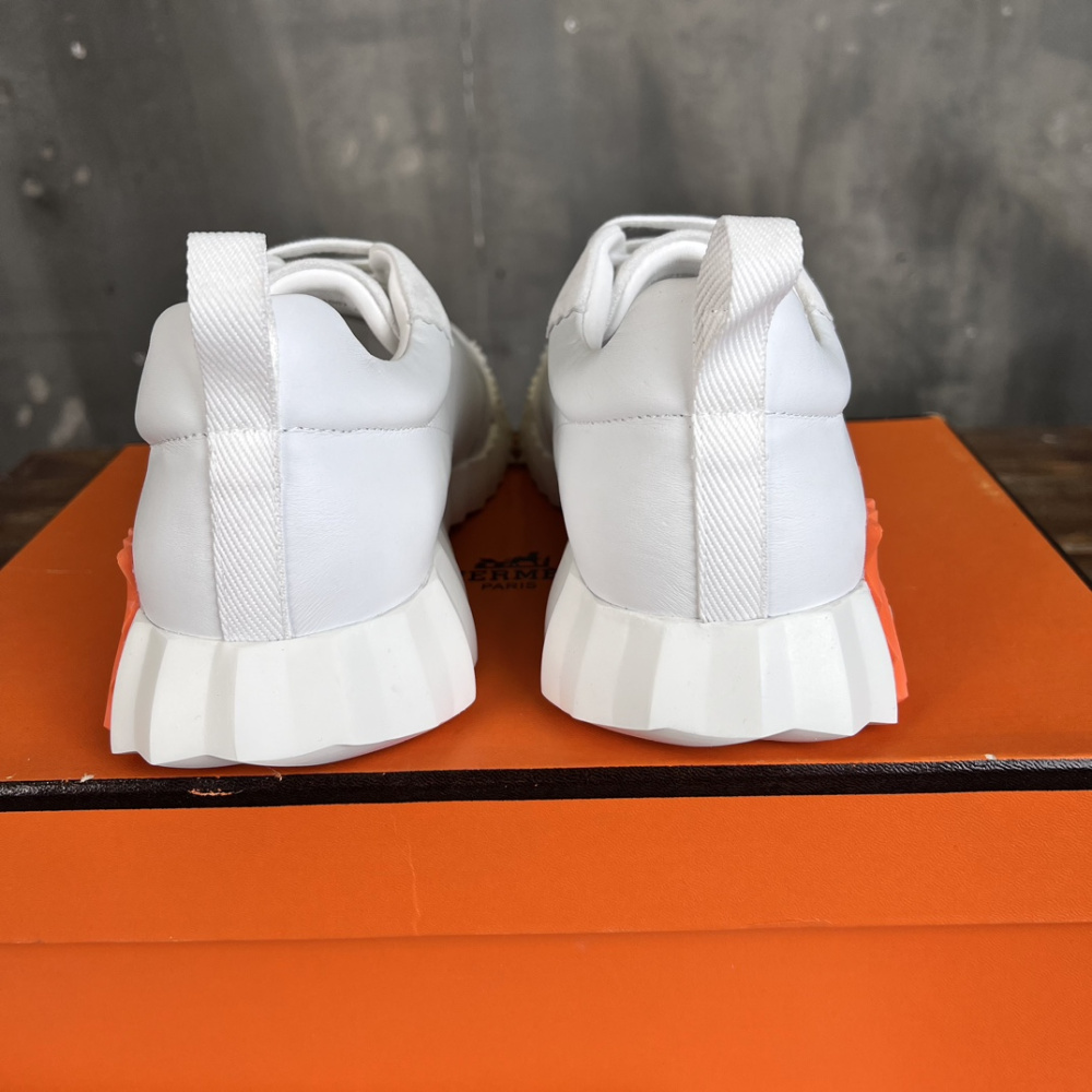 Tênis Hermès Bouncing Couro Branco/Laranja