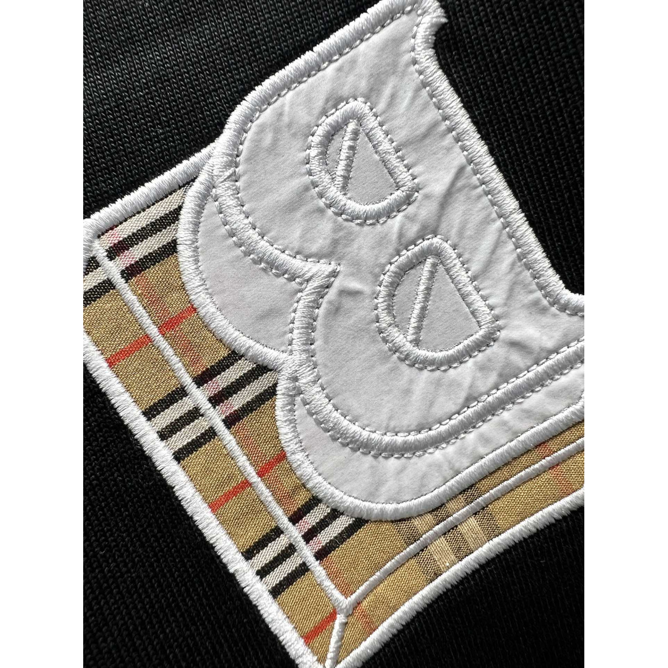 Camisa Burberry de algodão BB ao meio bordada Preta