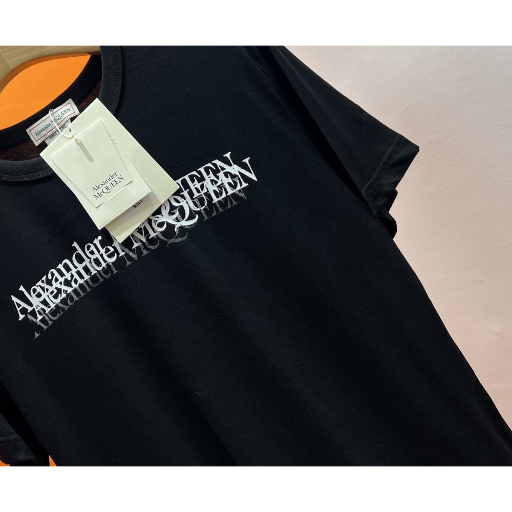 Camisa de Algodão Alexander McQueen Preta logo