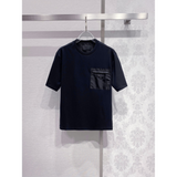 Camisa Prada em algodão com Bolso em Re-Nylon e logo triangular Preta