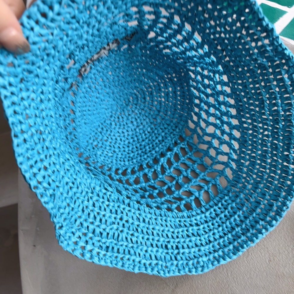 Bucket Prada em Tecido Efeito Ráfia Azul