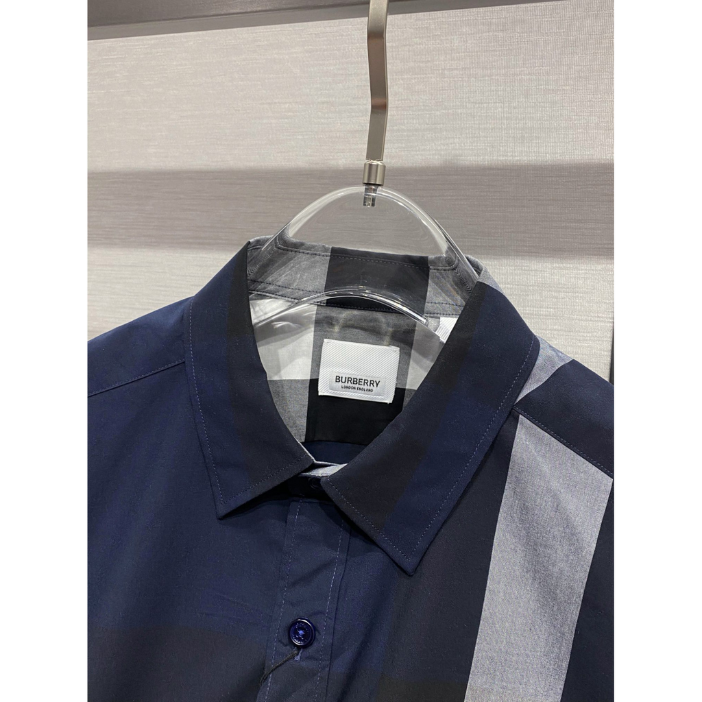Camisa Burberry de algodão Check cor Azul