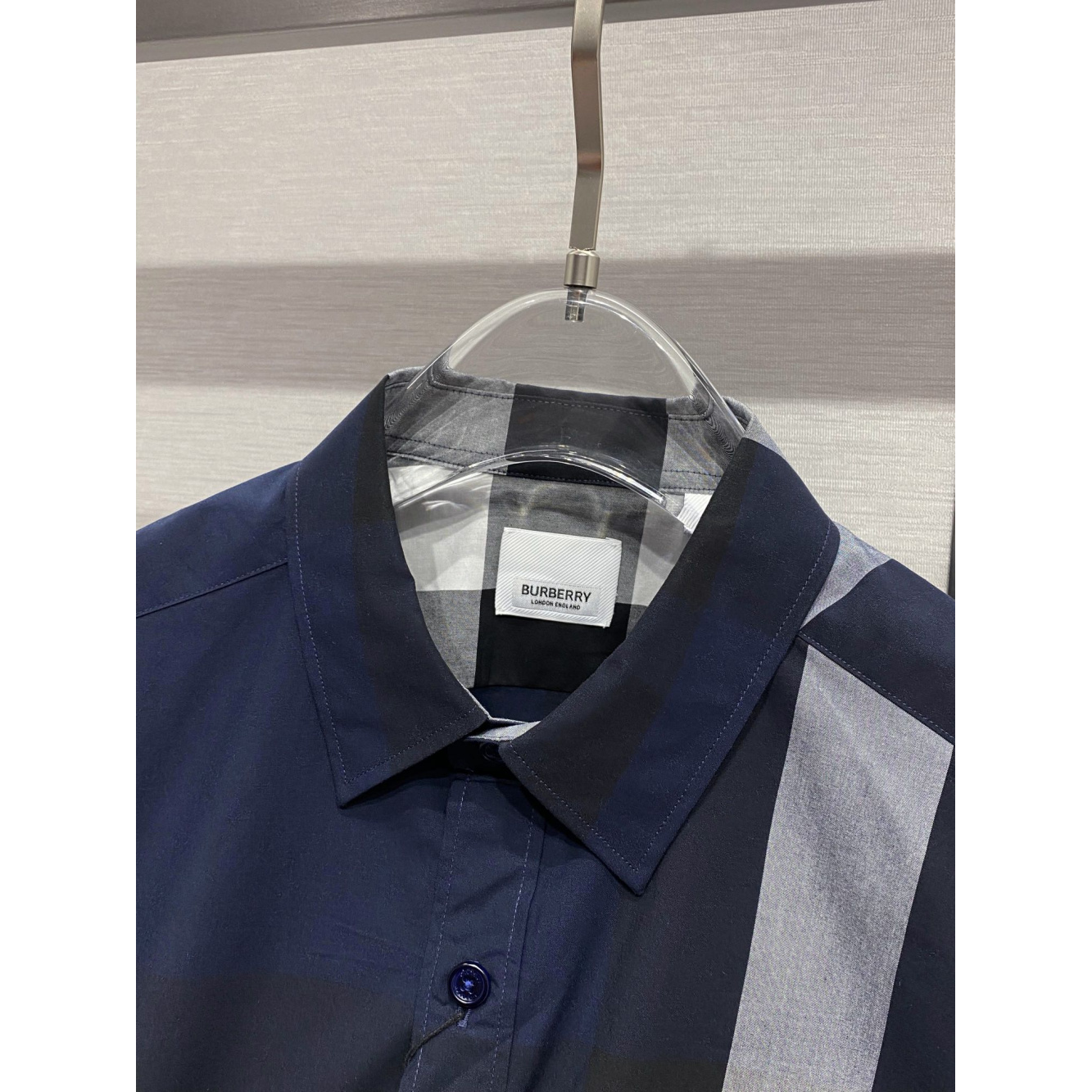 Camisa Burberry de algodão Check cor Azul