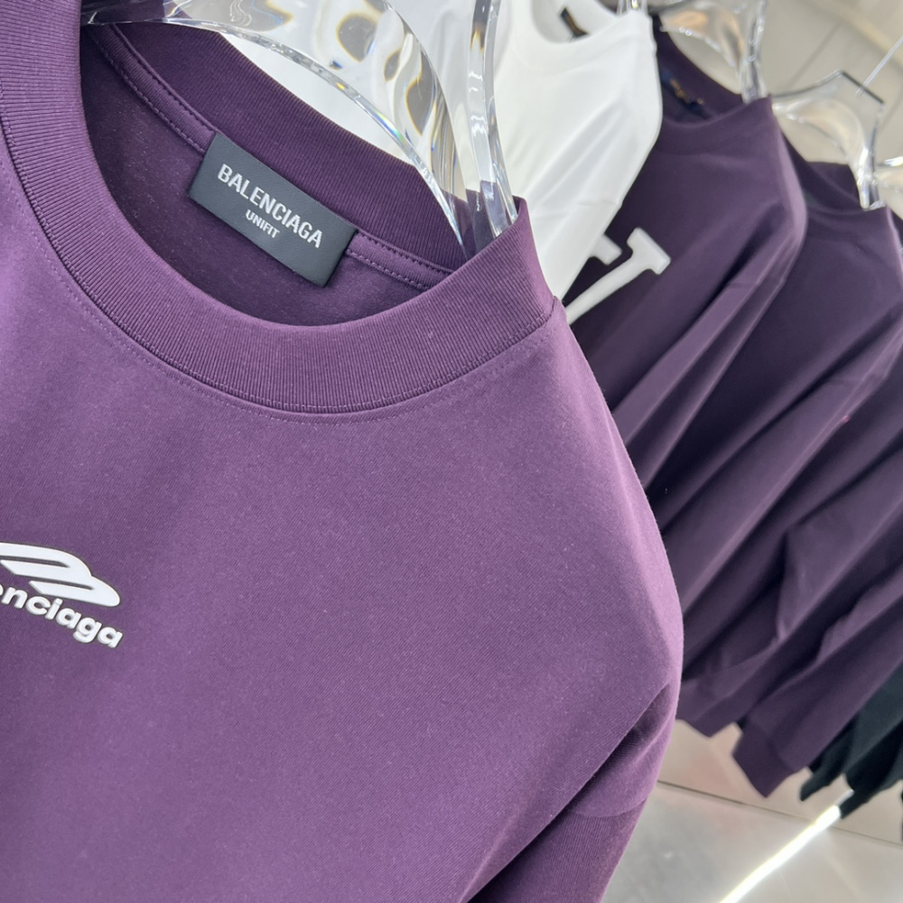 Camiseta de Algodão Balenciaga com Logo estampado Roxo