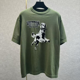 Camiseta de Algodão Louis Vuitton Imagem de um Golden Retriever Preto e Branco em intársia