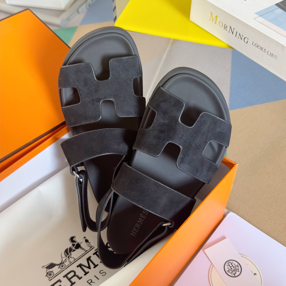 Sandália Hermès Genius em Camurça Preto