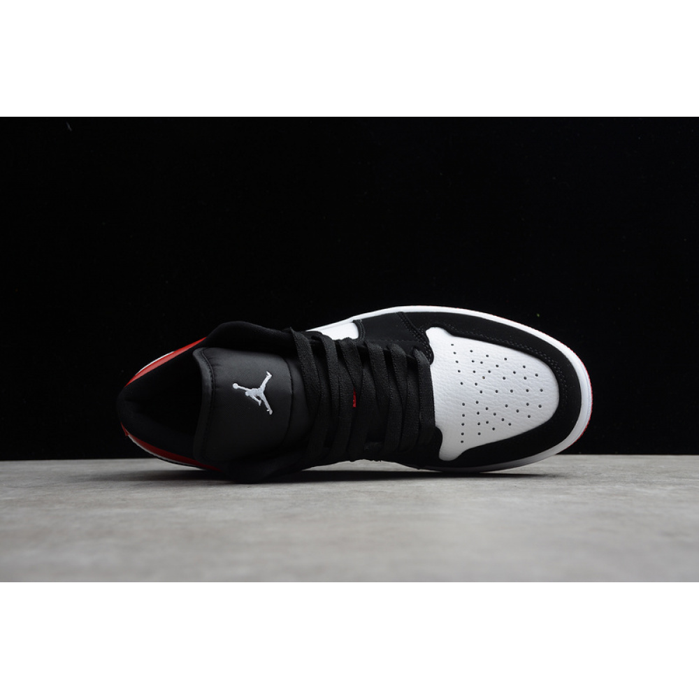 AIR JORDAN 1 LOW BLACK TOE WHITE/BLACK-GYM RED