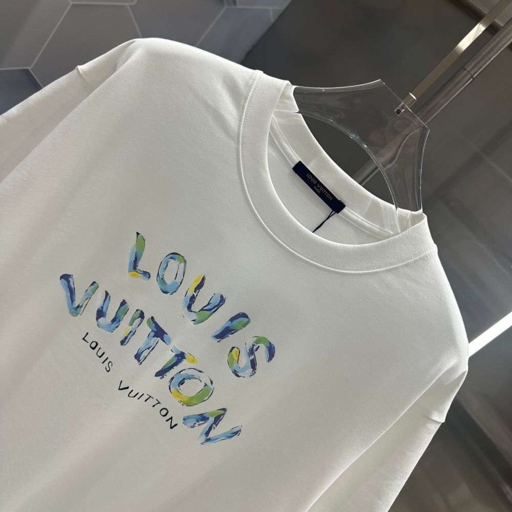 Camiseta de Algodão Louis Vuitton Logo estampado Multicolor
