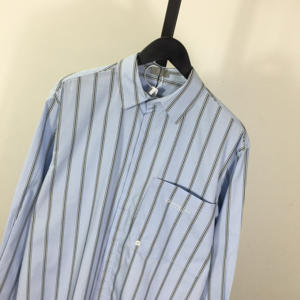 Camisa Social Listrada Dior COUTURE Azul/Preta